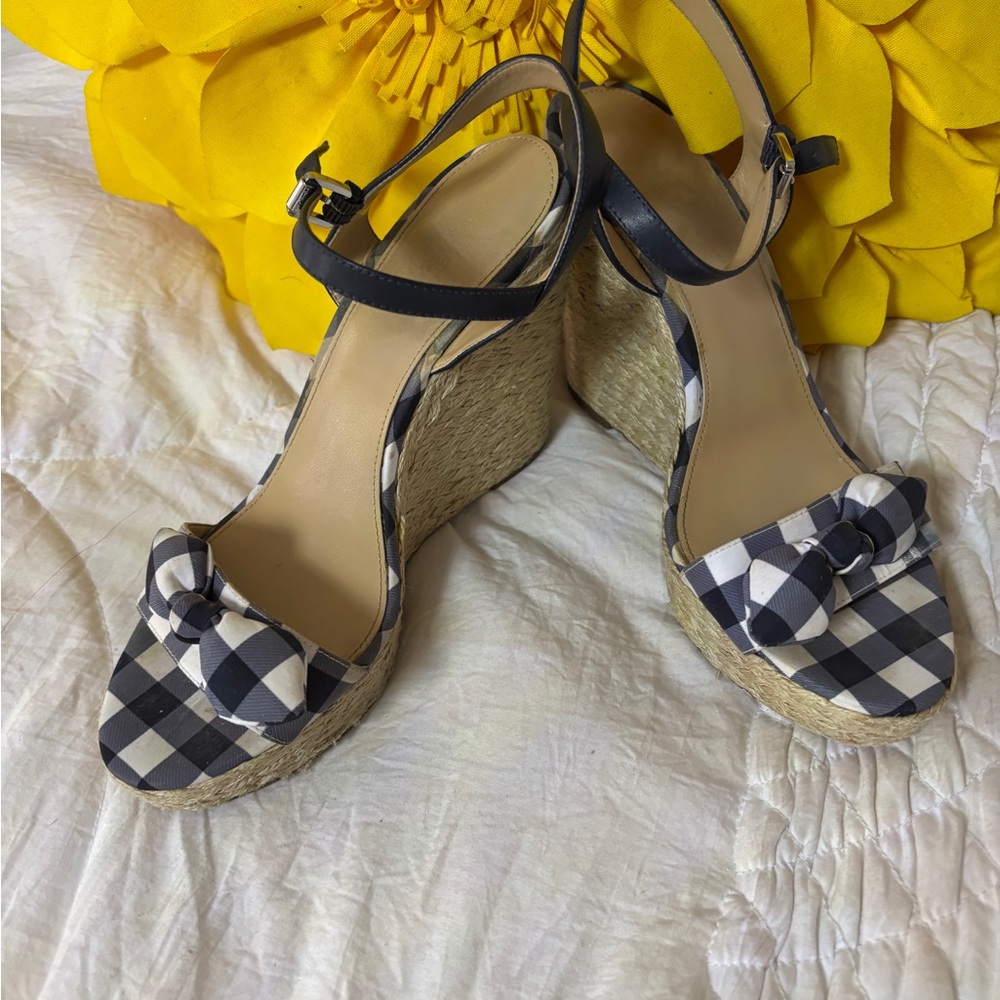 MICHAEL Michael Kors Blue and White Wedge Sandals